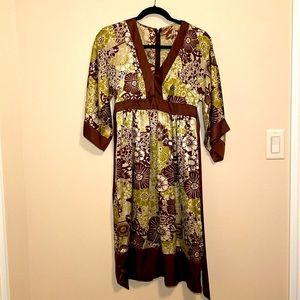 Dress Kimono style empire waist just past knee length. Comfortable & stylish.
